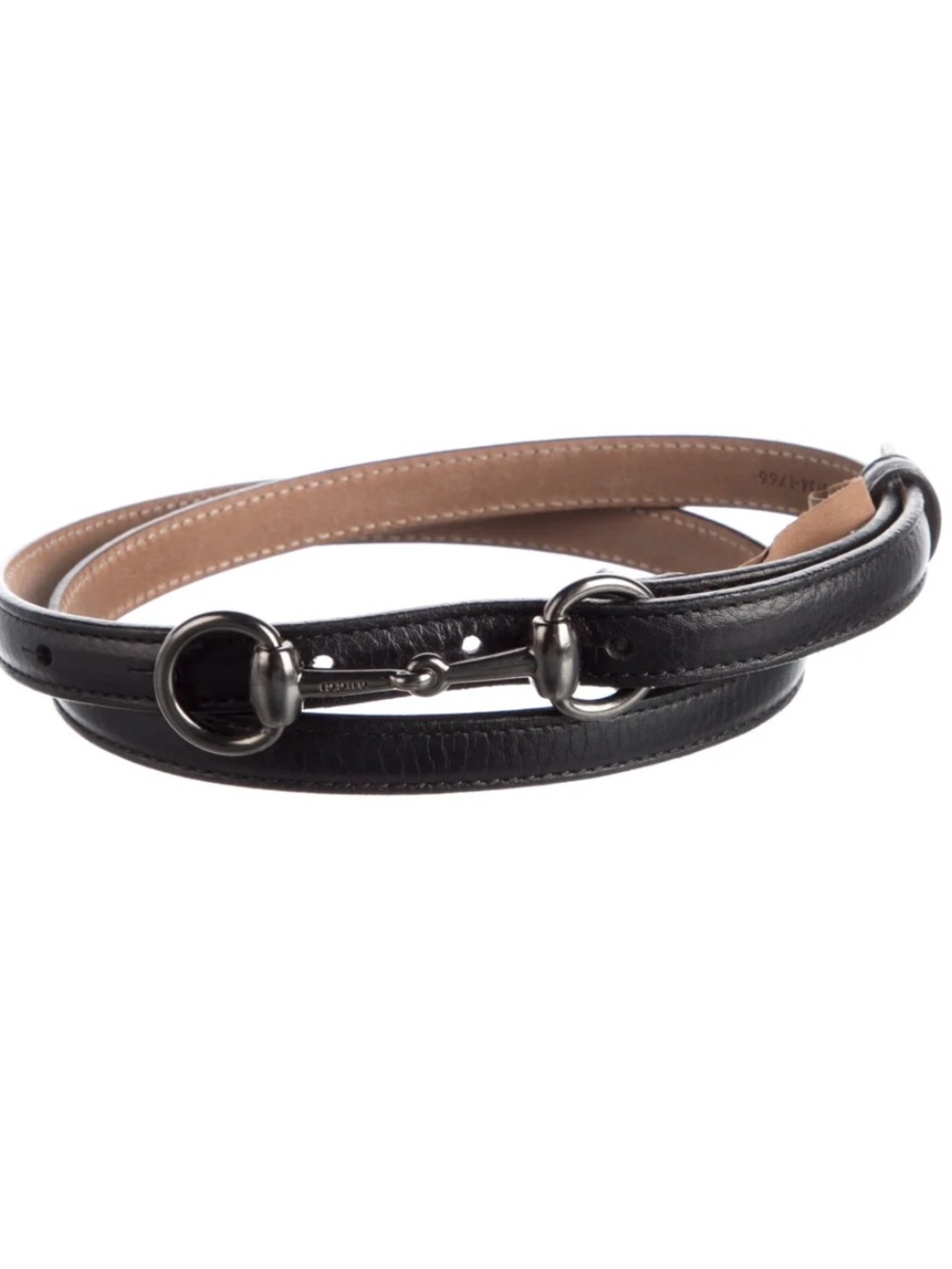 Gucci Black Leather Double-Wrap Belt with gold Horsebit